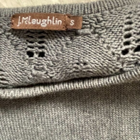 J McLaughlin Knit Crochet Knee Length Sweater Dress Size Small u Pointelle Patte - Picture 7 of 9